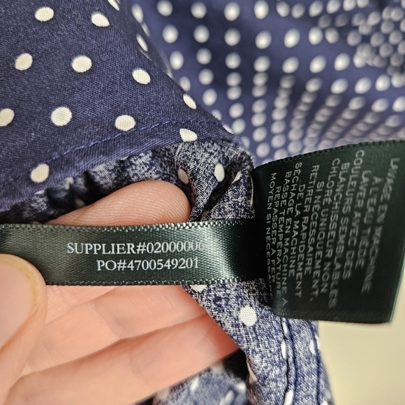 Ralph Lauren blouse dot polka navy size medium - Picture 5 of 6